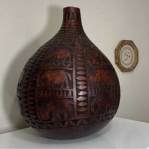 Brown Hand Carved Calabash Gourd Elephants Made in Kenya Africa Home Decor
